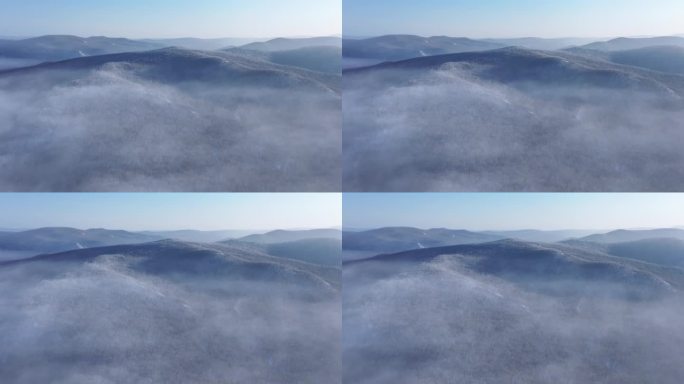 航拍冬季云海雾凇视频素材 (34)
