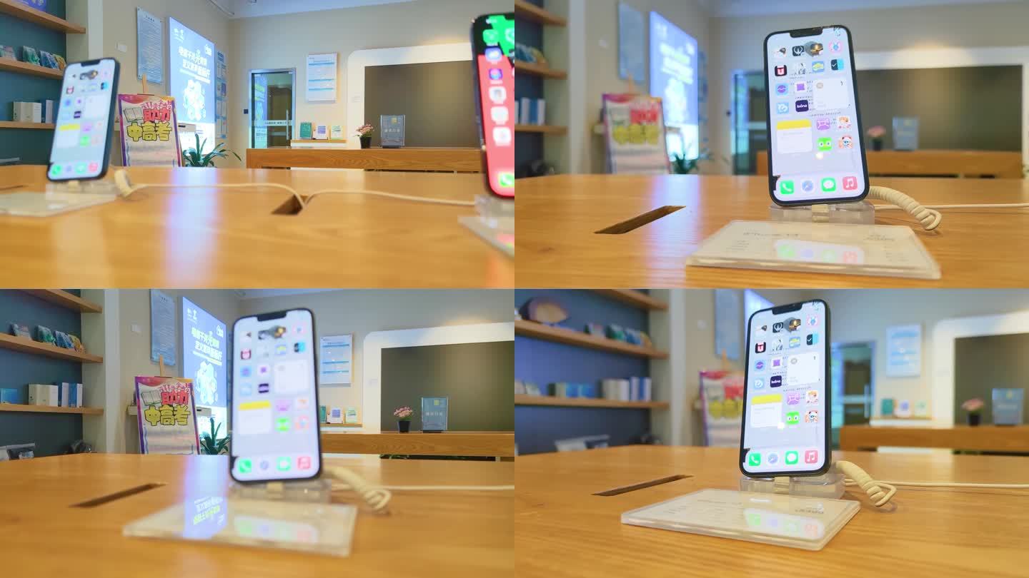 中国电信营业厅展示的苹果手机展示机