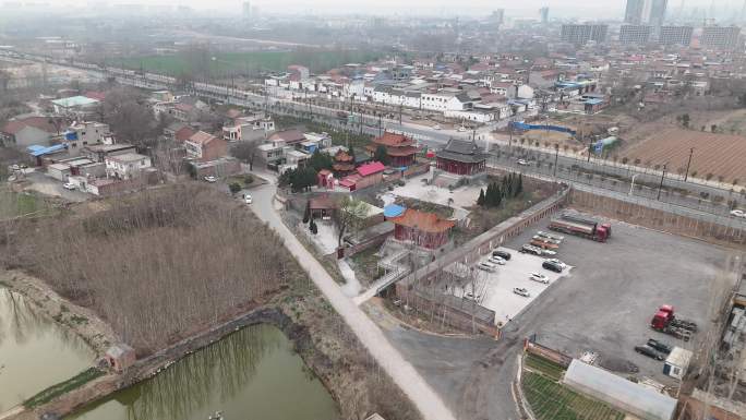 河南洛阳孟津历史古迹风景名胜老君庙航拍