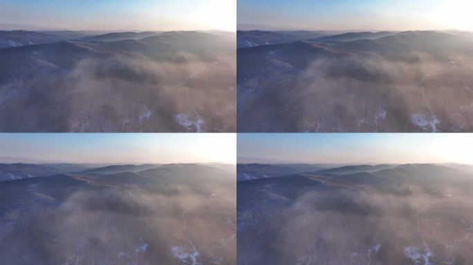 航拍冬季云海雾凇视频素材 (3)