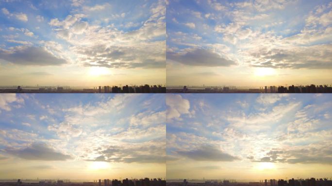 城市夕阳西下蓝天白云延时风景视频素材40