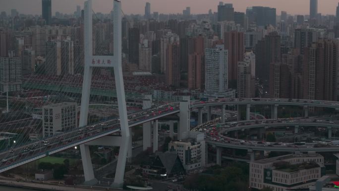 4k航拍 南浦大桥车流城市交通  多角度