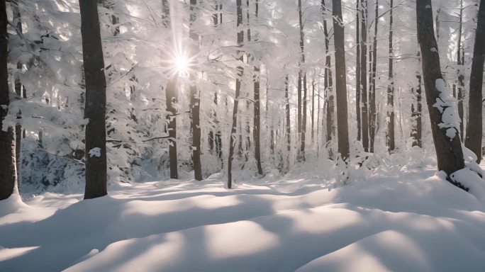 大兴安岭雪景东北逆光唯美冬季森林