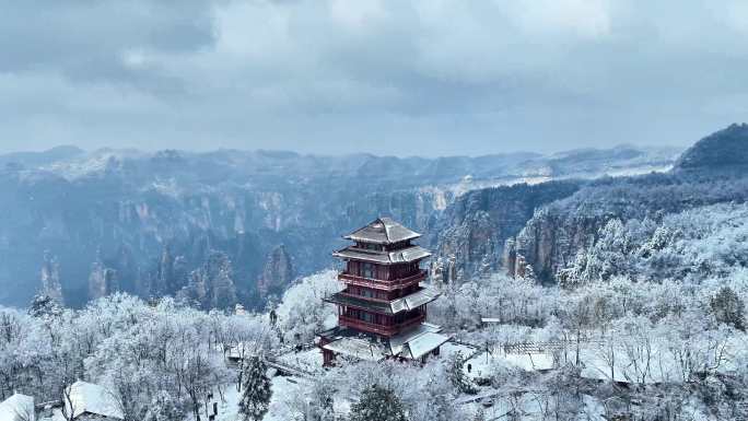 天子阁雪景运镜