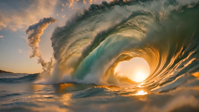 海上巨浪翻滚镜头穿过海浪大气海浪波涛汹涌