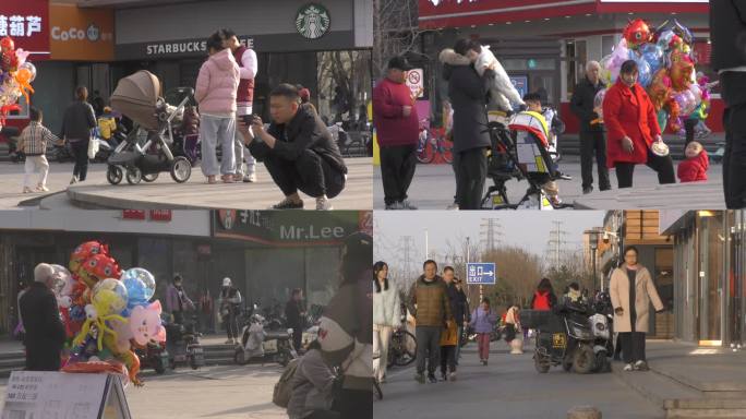 城市人文行人 行色匆匆忙碌春天街景逛街