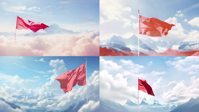 【合集】矗立在山峰之巅的红色旗帜开篇动画