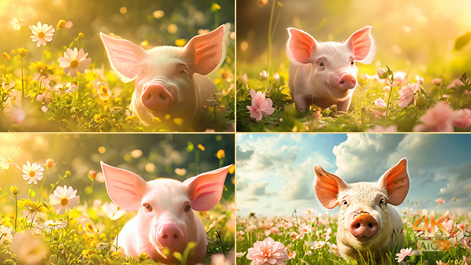 阳光可爱的小猪 卡通小猪崽 宠物干净肥猪