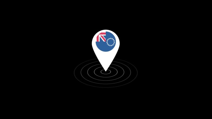 库克群岛标志图标GPS定位跟踪动画黑色背景