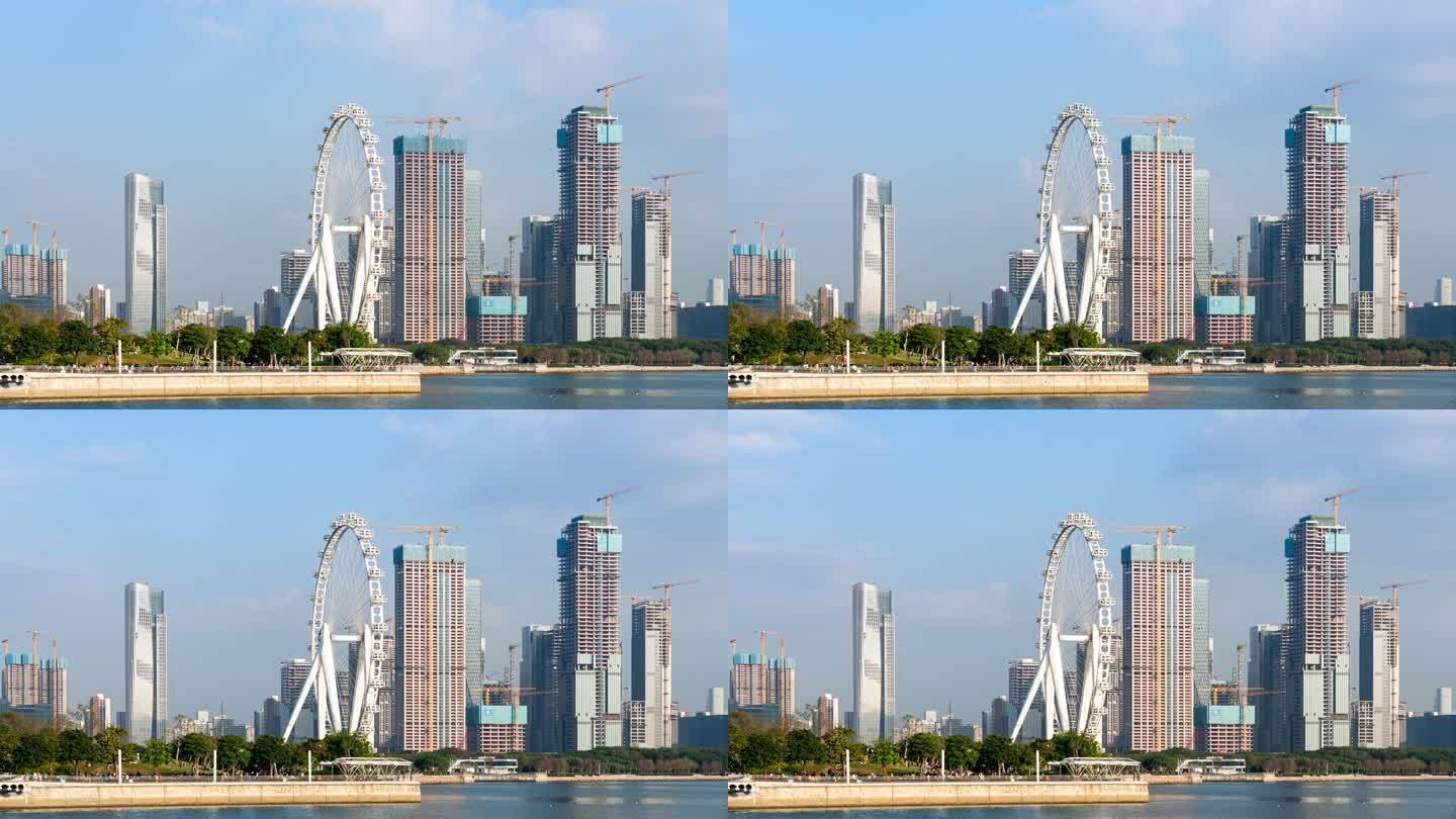 深圳前海CBD建筑和湾区之光摩天轮延时