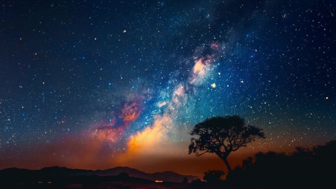 一棵树的夜晚银河