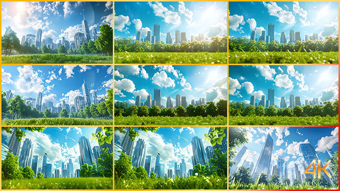 蓝天白云下的城市绿洲 美好生活环境 低碳
