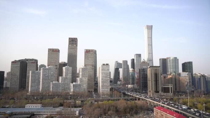北京地标建筑国贸cbd核心区办公区全景