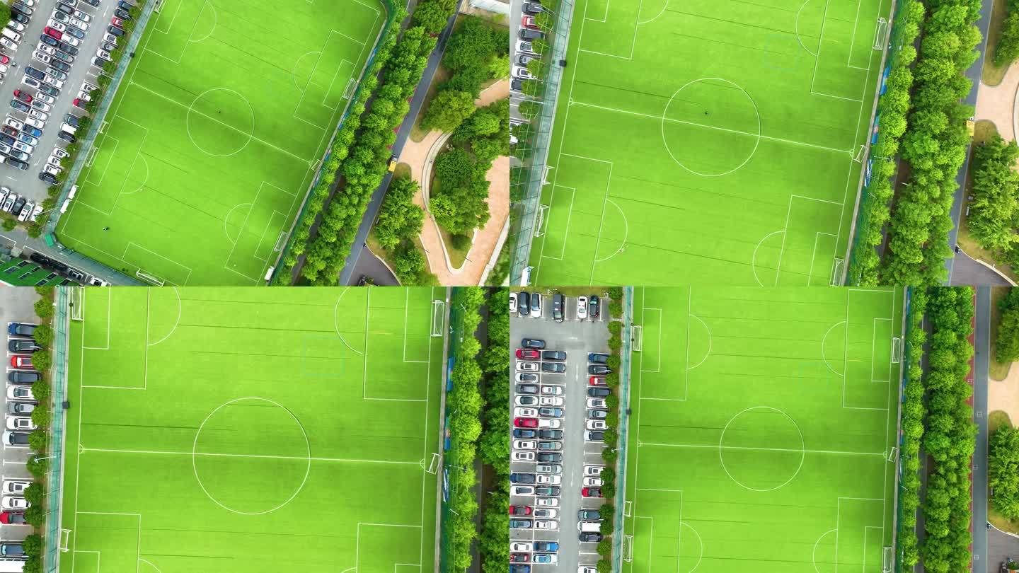 户外公园足球场俯视效果视频素材航拍