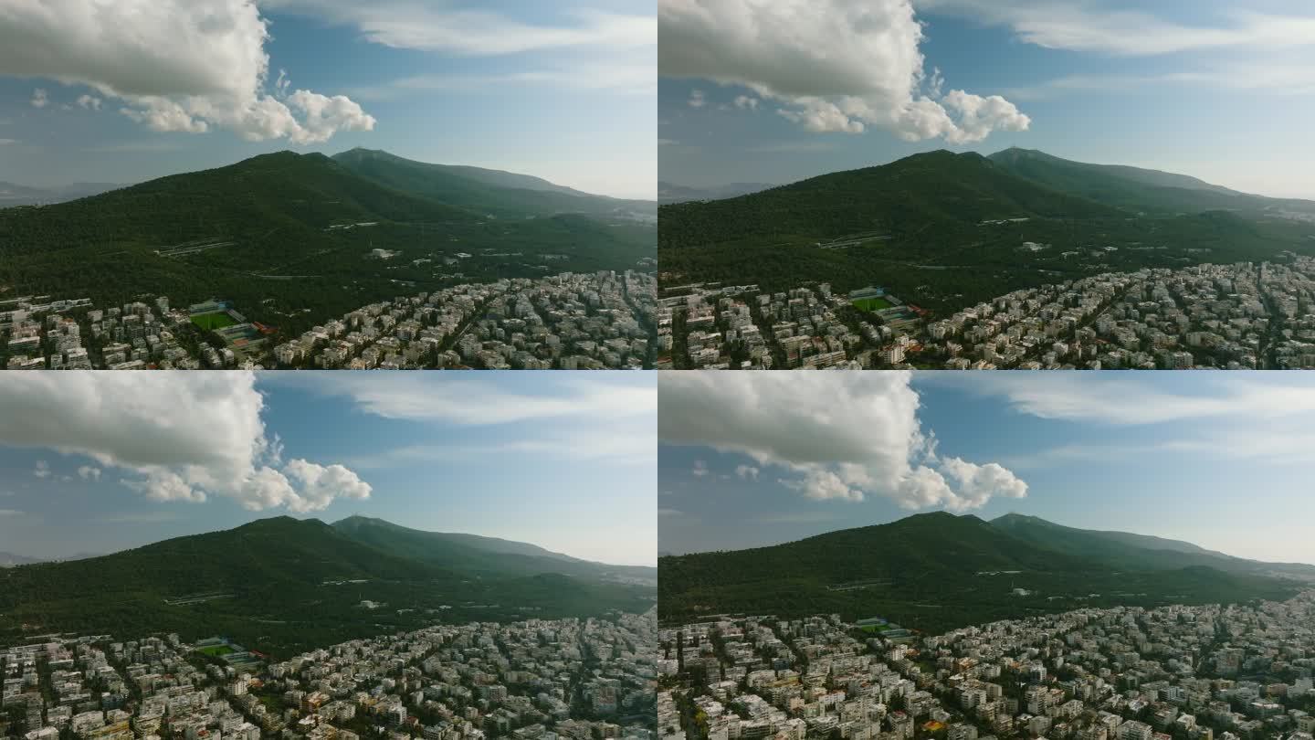 高山天空城市和谐 环境美好的城市生活