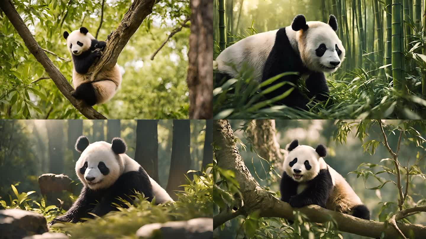 竹林里面的大熊猫