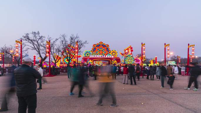 大明宫过年灯会大范围延时日转夜