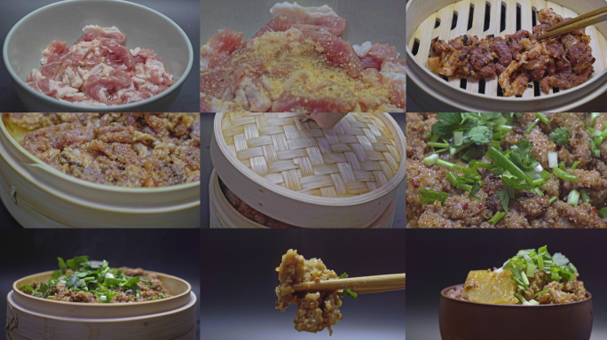 【原创4K】美食川菜粉蒸肉多片段合集