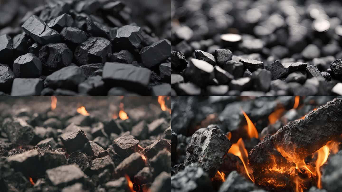 煤炭特写 黑色矿石煤矿火力发电火焰