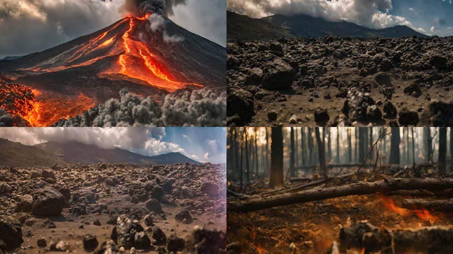 火山爆发 大地废墟