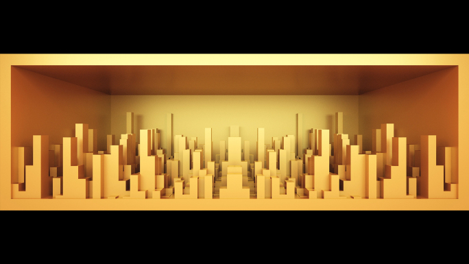 【裸眼3D】金色几何空间城市沙盘矩阵艺术