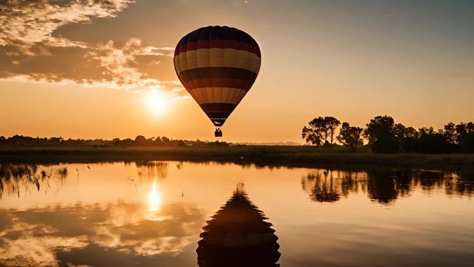 天空漂浮的热气球唯美意境空镜希望浪漫爱情