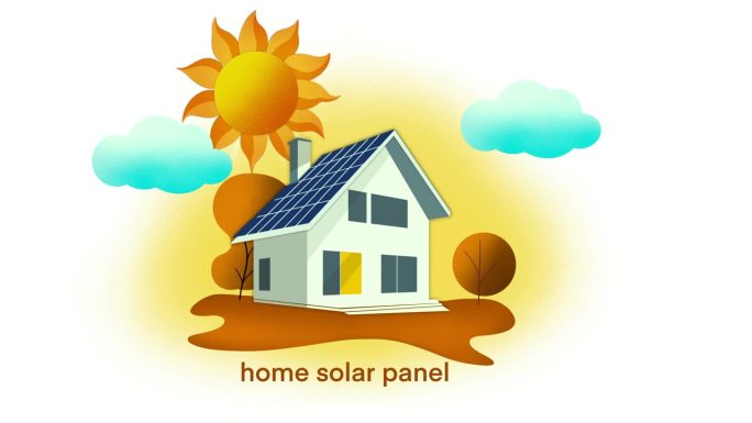 在家庭住宅屋顶安装太阳能电池板，连接家庭可再生能源
