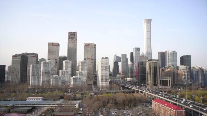 北京地标建筑国贸cbd核心区办公区全景