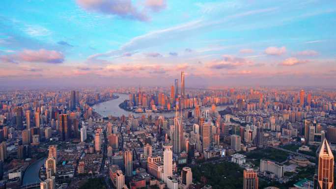 上海通透天际线航拍