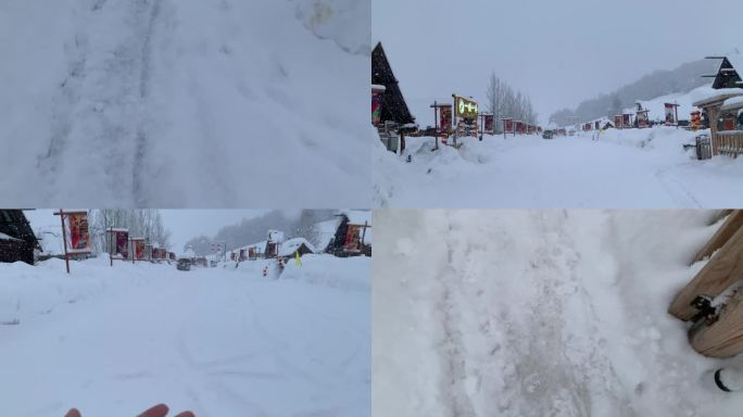 大雪纷飞的木屋小镇 禾木村 下大雪