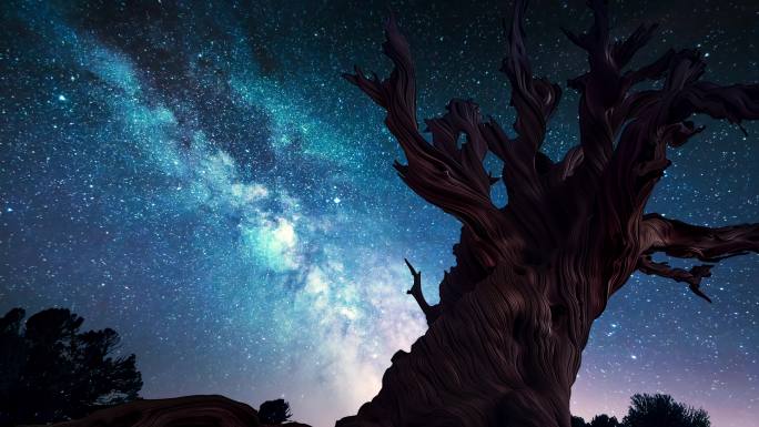 夜晚星空 银河枯树