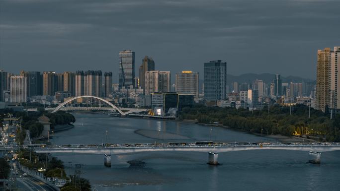 兰州城市蓝调夜景航拍