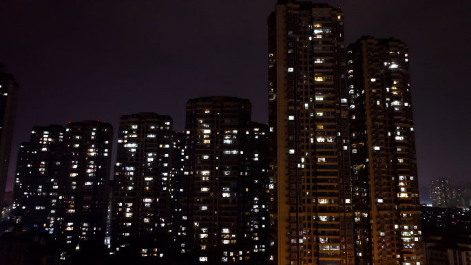 万家灯火 小区夜景延时