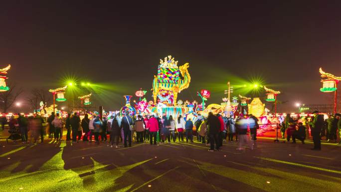 大明宫过年灯会夜景大范围延时