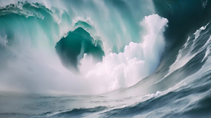 狂风巨浪海浪翻滚地震海啸自然灾害挑战极限