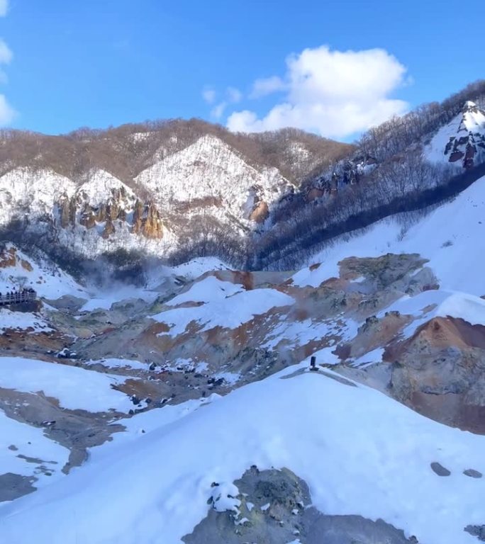 地狱谷(地狱谷)，北海道热气腾腾的火山，温泉。