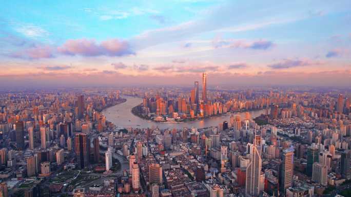 上海通透天际线航拍