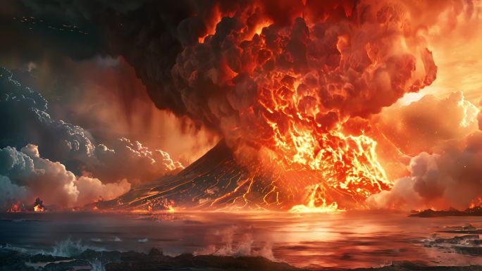 壮观火山爆发