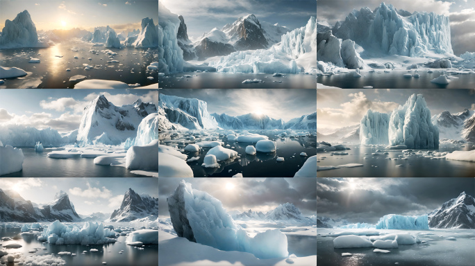 南极冰川冰河冰雪世界雪山风景【合集】