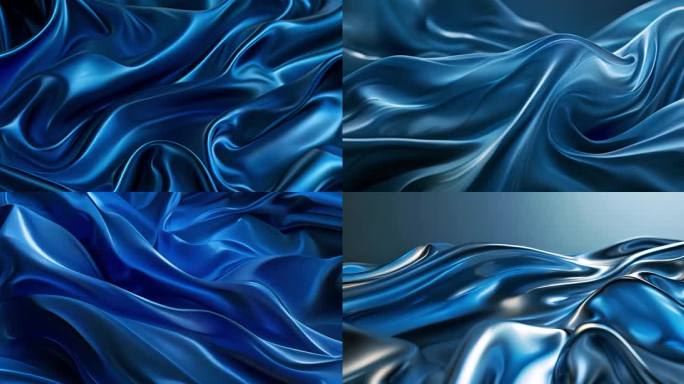 三维蓝色科技动态漂浮丝绸广告背景【2】