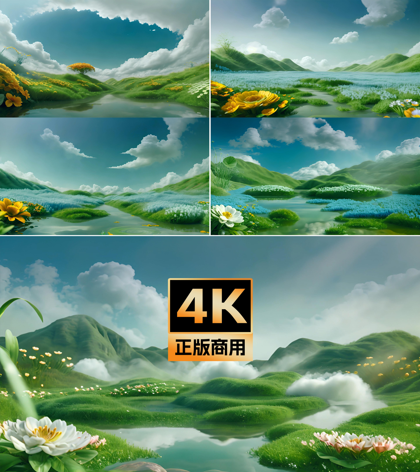 4K春天草原花海背景第2组