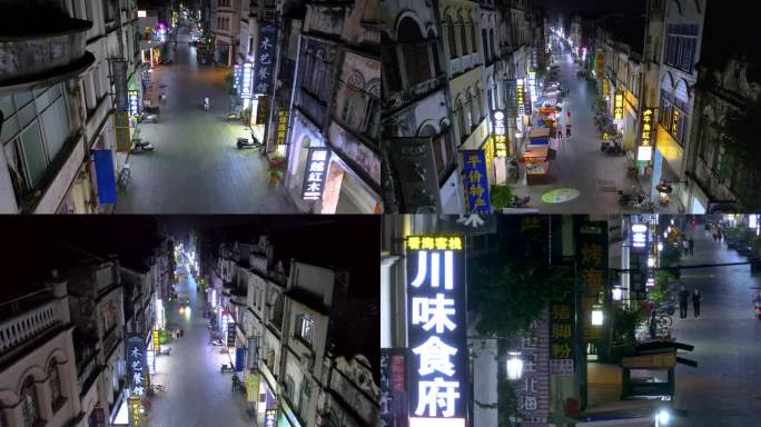 广西北海市老街夜景镜头合集