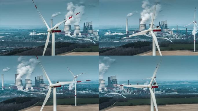 能源转型——风力涡轮机和燃煤发电站