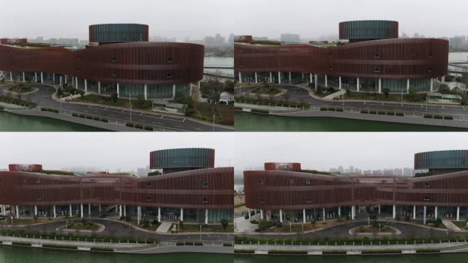 奉贤区博物馆360度环绕航拍高清镜头