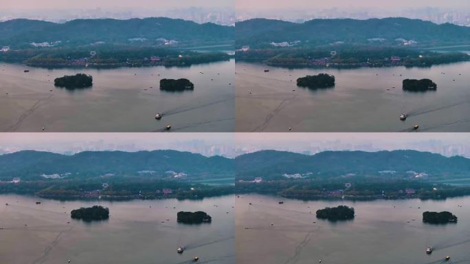 唯美杭州西湖美景大自然风光航拍杭州风景景