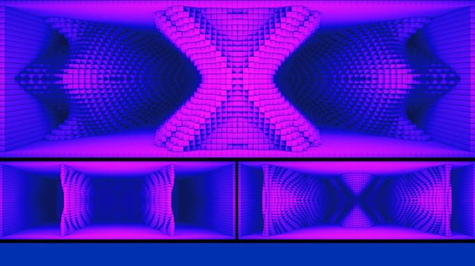 【裸眼3D】蓝紫色调赛博矩阵方块未来空间