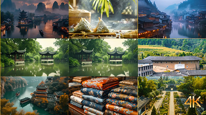 中国风的古典场景 园林古风传统文化旅游点