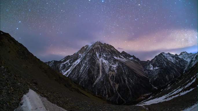 4K康定雅拉雪山延时摄影 高质量星空素材