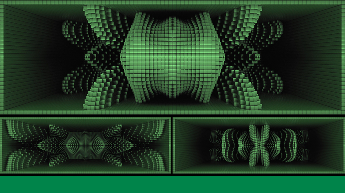 【裸眼3D】绿色幻想立体曲线墙体概念空间