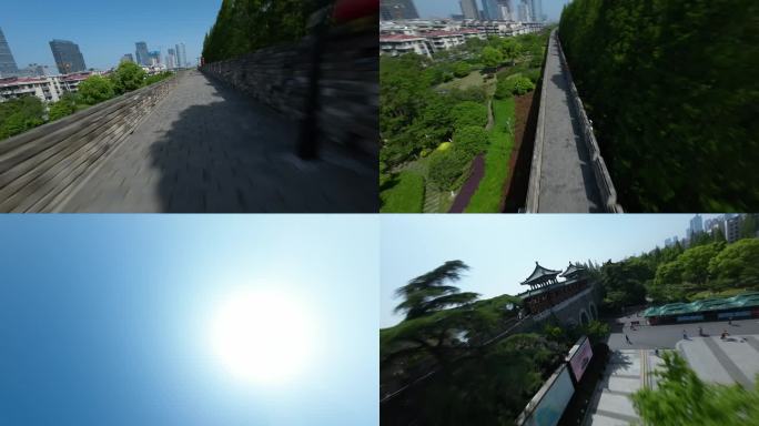 4k南京玄武门城墙穿越机航拍素材